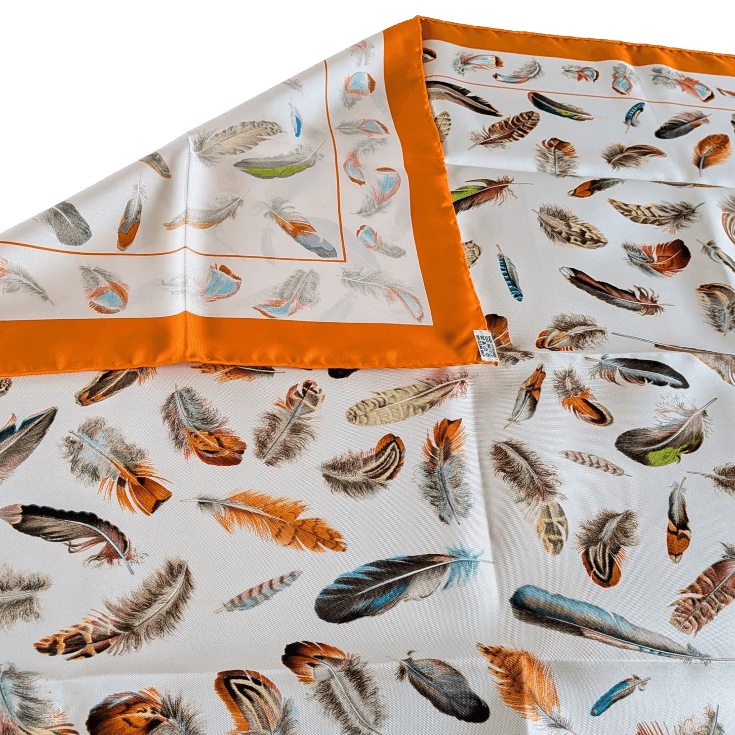 HERMES Plumes Special Issue for Maison Deyrolle Twill Silk Scarf 90 x 90 cm Orange Pristine Box