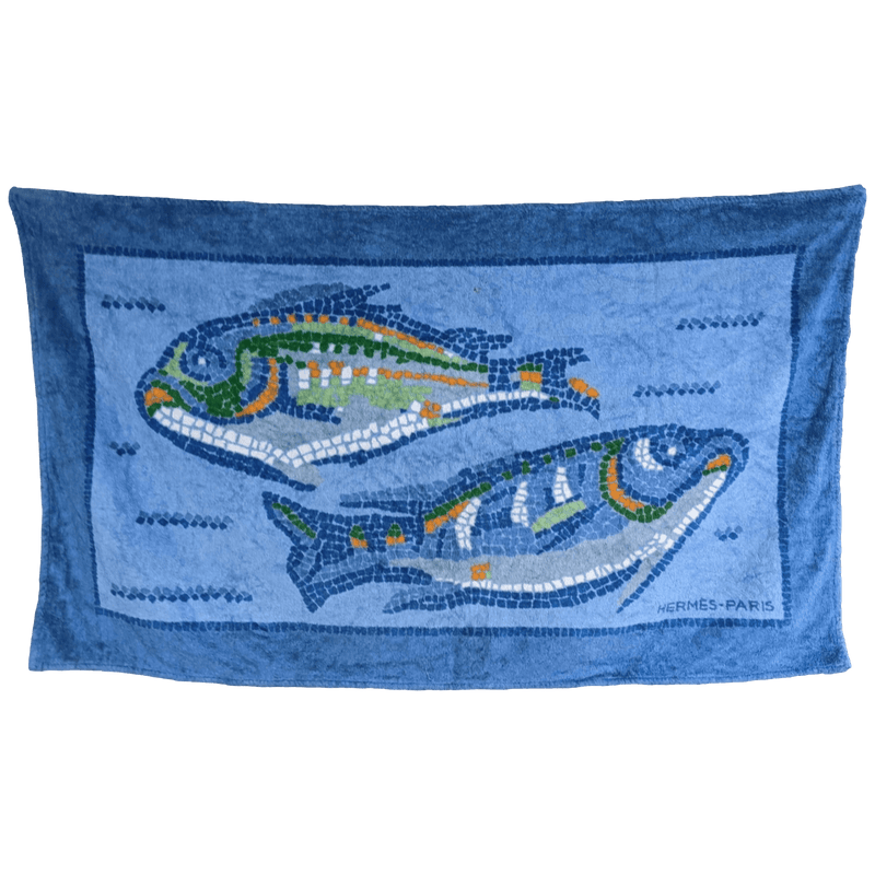 HERMES Poissons mosaic Terry Cotton Beach Towel 90 x 150 cm