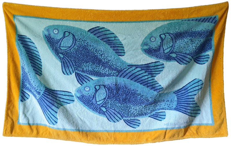 HERMES POISSONS Terry Beach Towel 90 x 150 cm