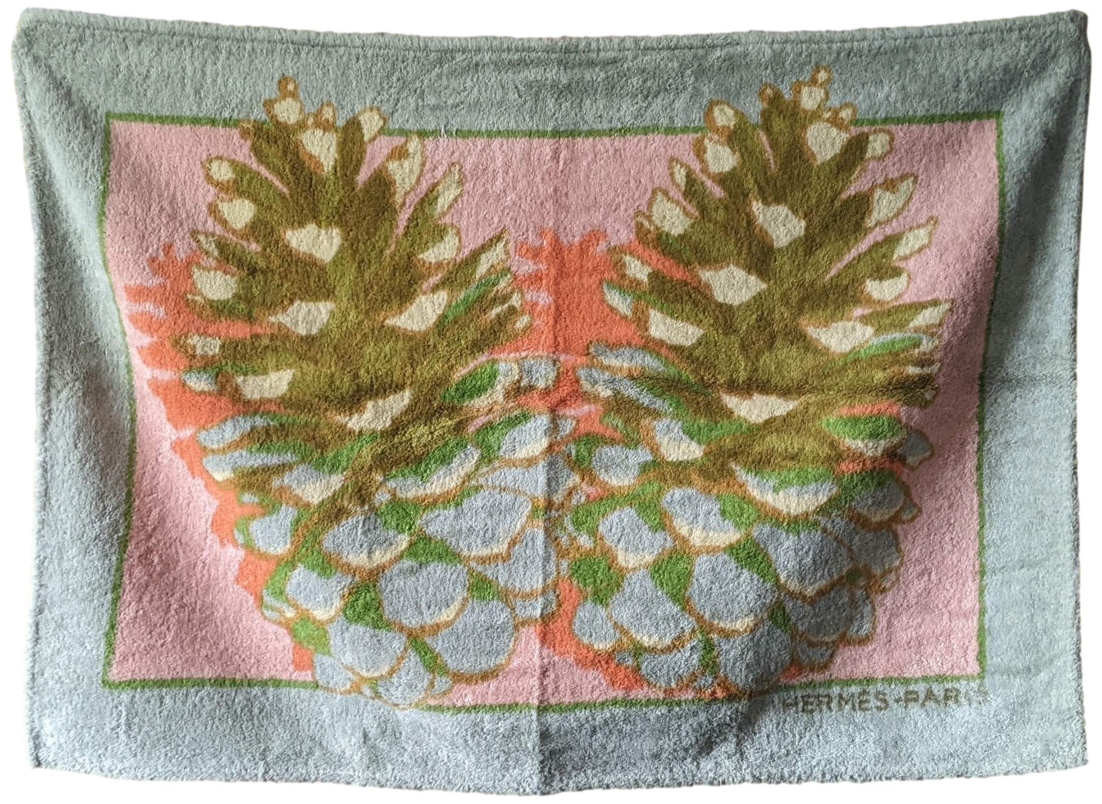HERMES POMMES DE PIN Cotton Terry Beach Towel PM 60 x 90 cm