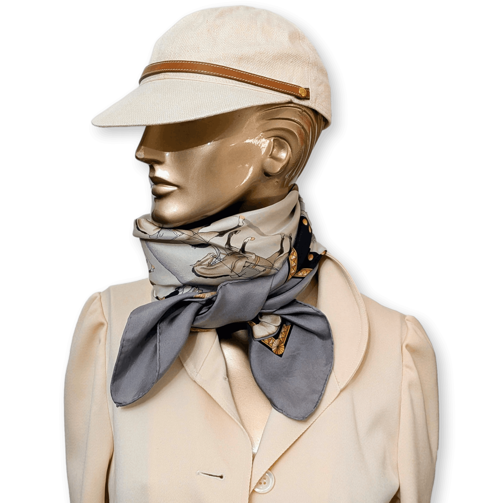 HERMES Presentation de Chevaux Twill Silk Scarf 90