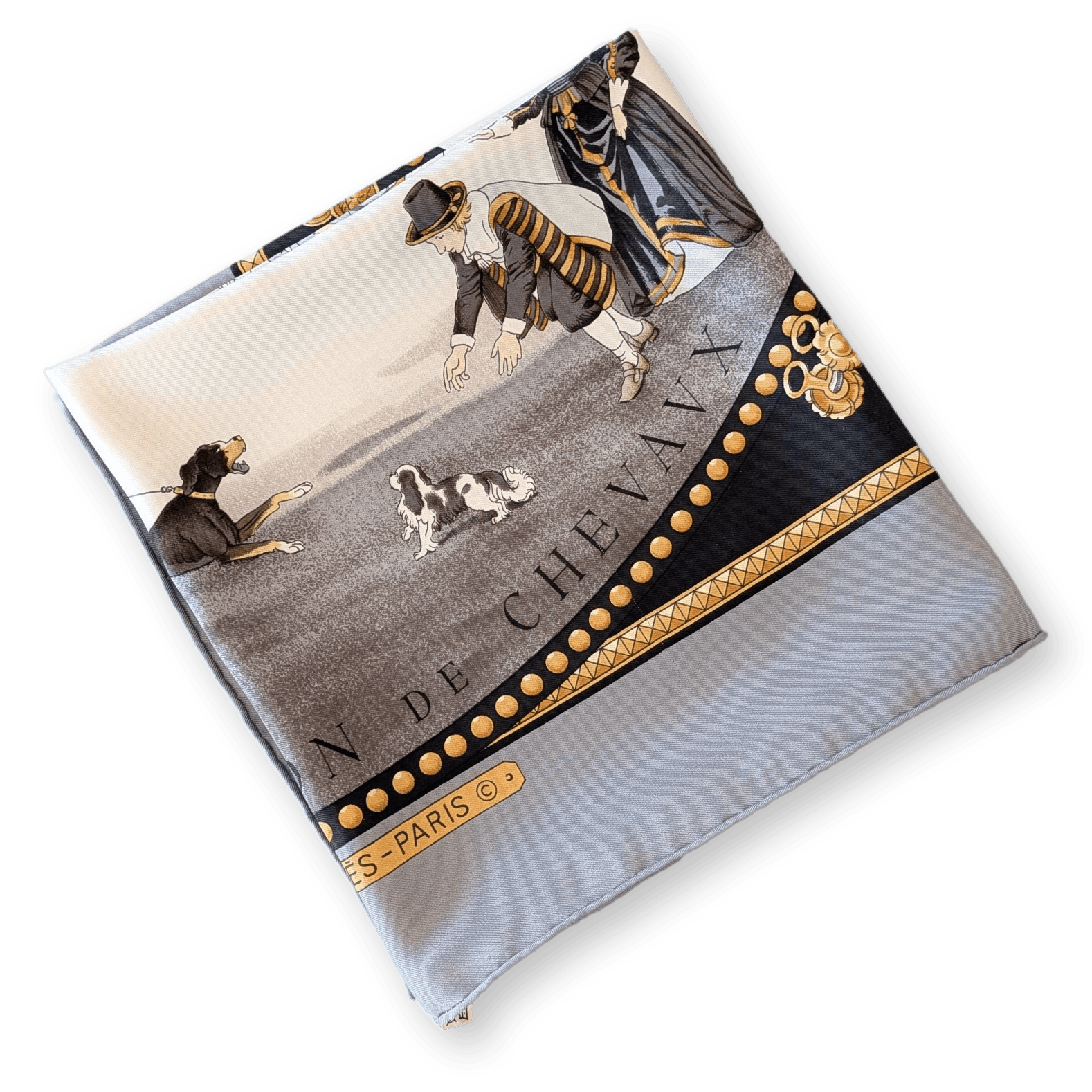 HERMES Presentation de Chevaux Twill Silk Scarf 90