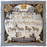 HERMES Presentation de Chevaux Twill Silk Scarf 90
