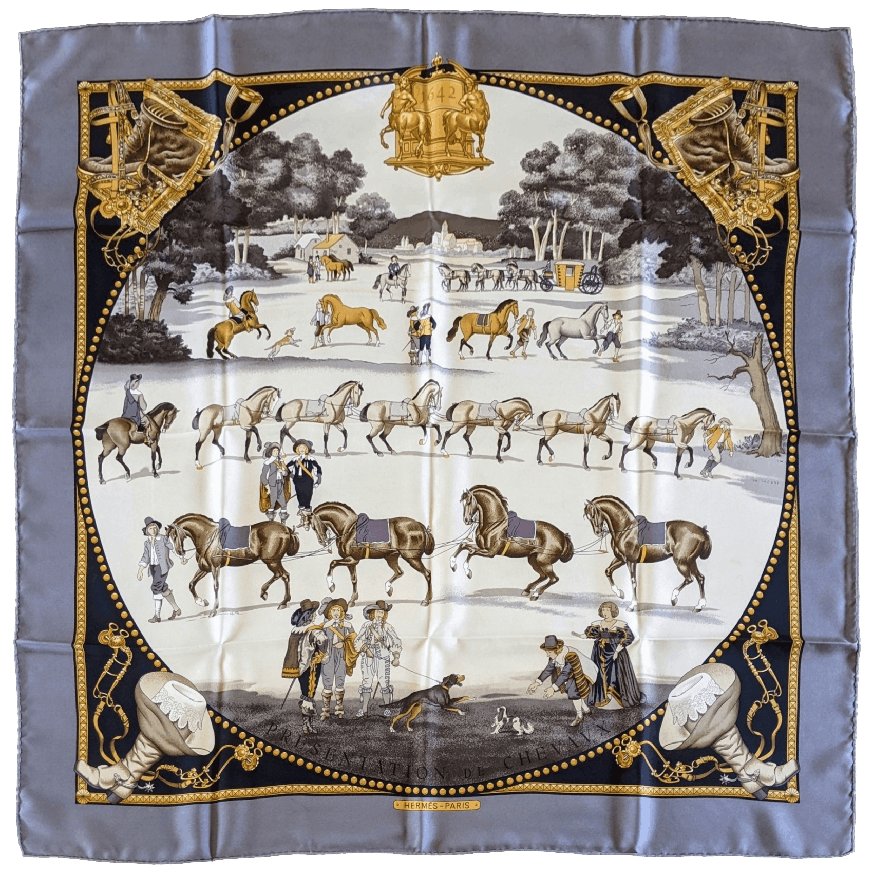 HERMES Lot of 20 Twill Silk Scarves 90 x 90 cm