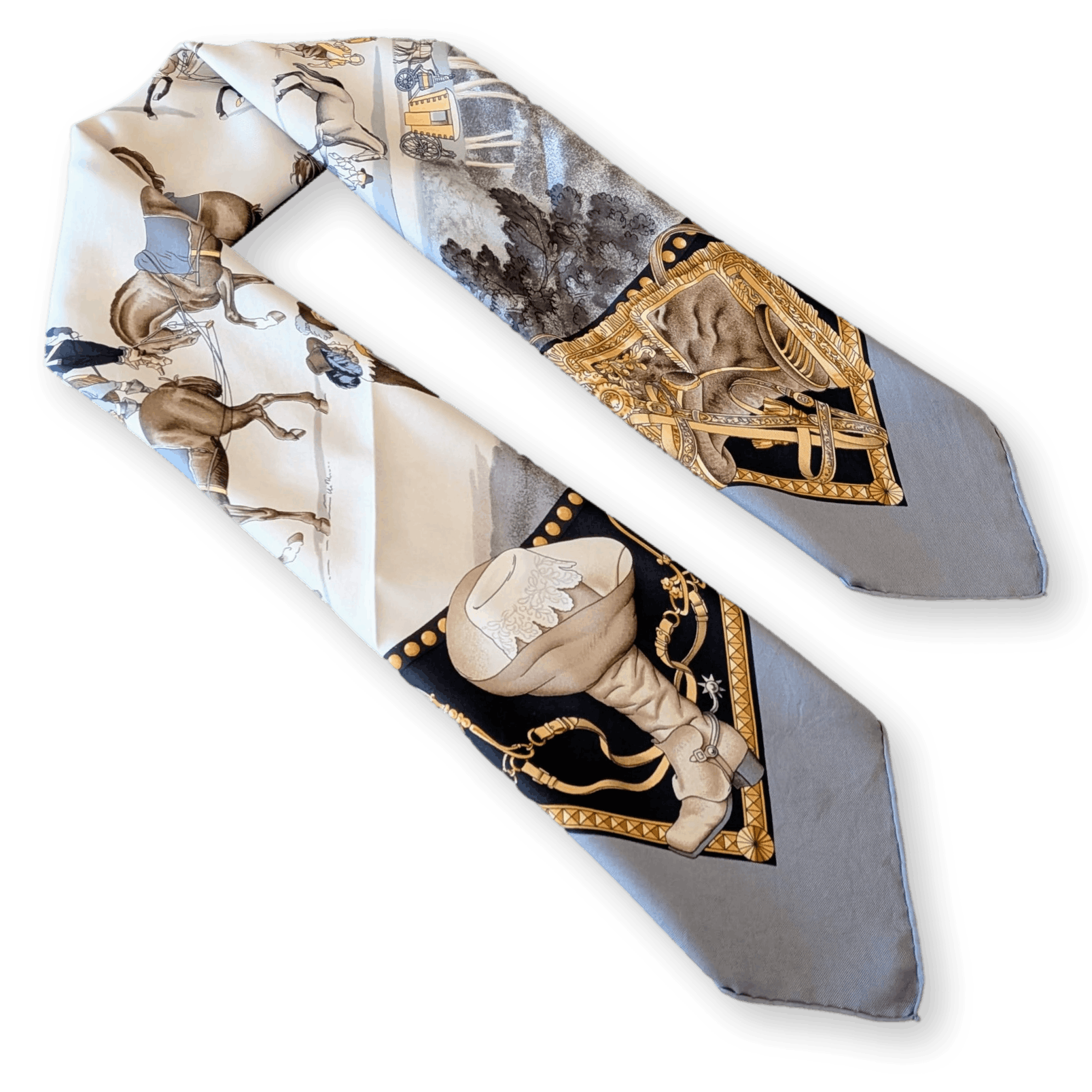 HERMES Presentation de Chevaux Twill Silk Scarf 90