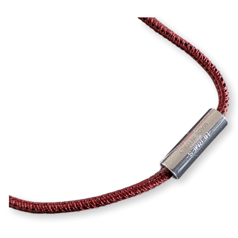 HERMES Red Lizard/Palladium "Curiosite" Necklace