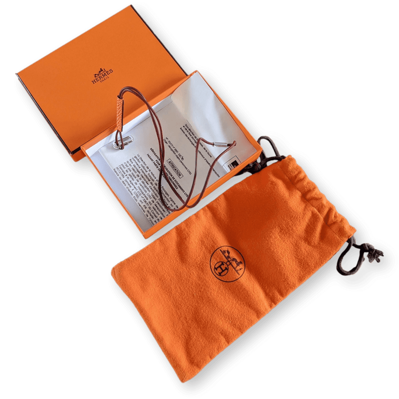 HERMES Red Lizard/Palladium "Curiosite" Necklace