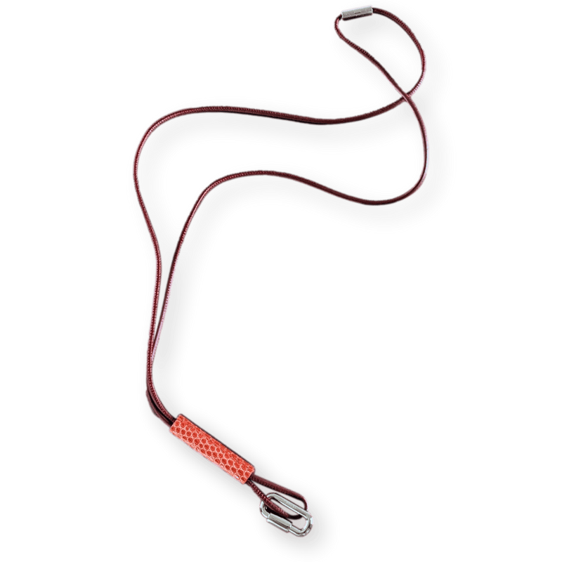 HERMES Red Lizard/Palladium "Curiosite" Necklace