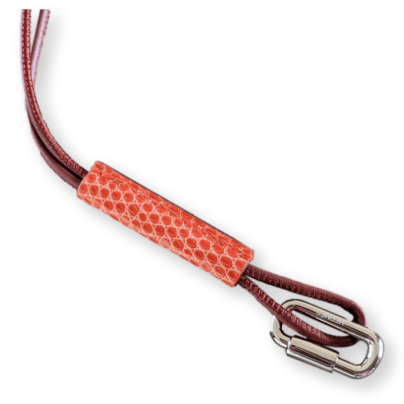 HERMES Red Lizard/Palladium "Curiosite" Necklace