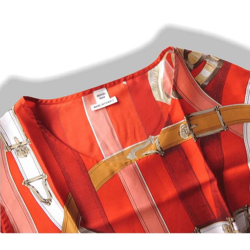 Hermes Red Vermillon 100% Silk Cavalcadour Tunique Sleeveless Tunic Dress, Sz38, NWT! - poupishop