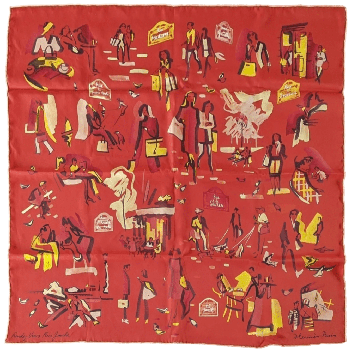 HERMES 2012 RENDEZ-VOUS RIVE GAUCHE Silk Scarf 70 x 70 cm