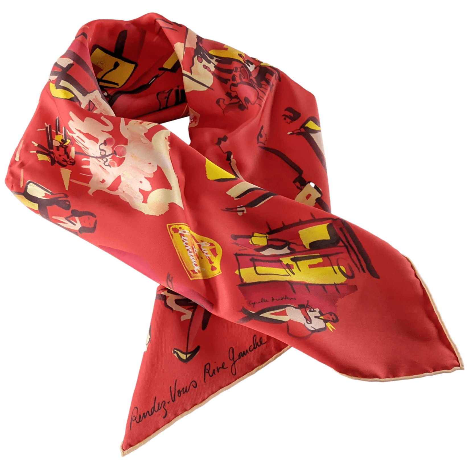 HERMES 2012 RENDEZ-VOUS RIVE GAUCHE Silk Scarf 70 x 70 cm