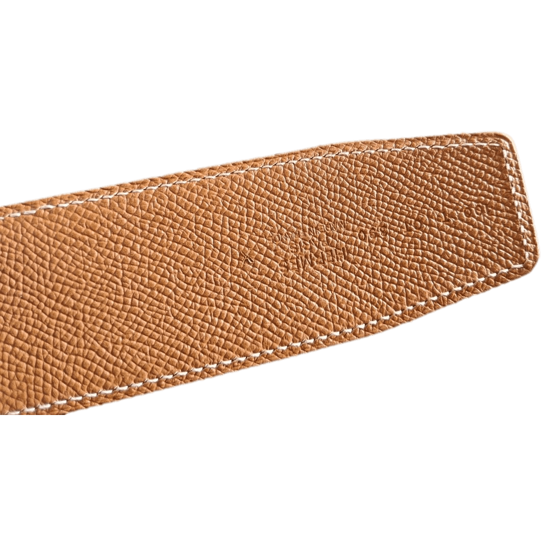 HERMES Reversible Epsom Leather Belt Strap 42 MM Orange Gold Size 100