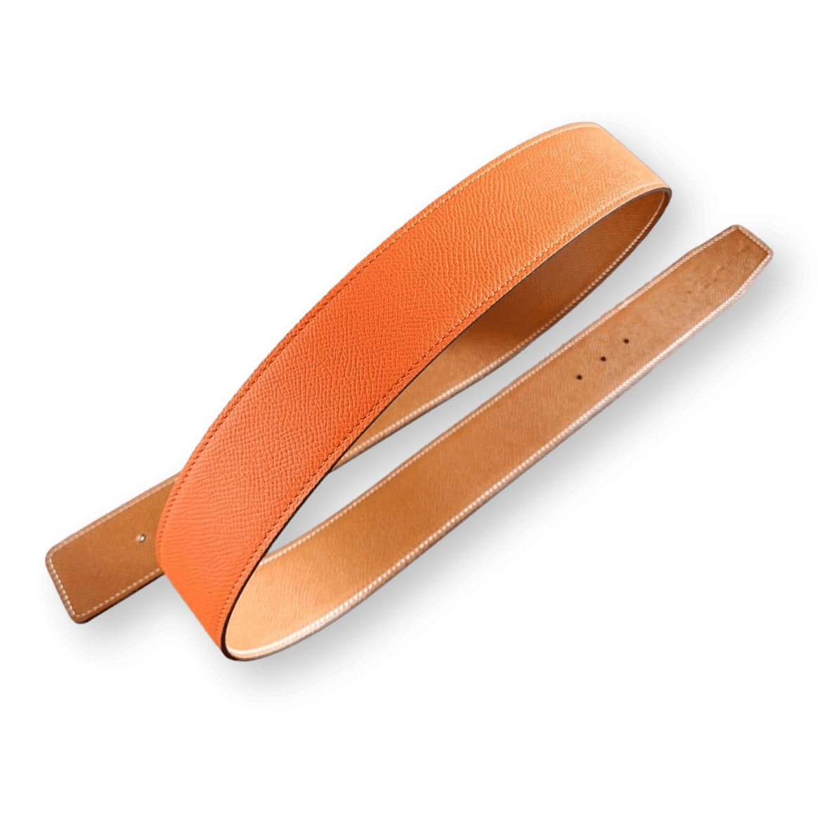 HERMES Reversible Epsom Leather Belt Strap 42 MM Orange Gold Size 100