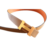 HERMES Reversible Epsom Leather Belt Strap 42 MM Orange Gold Size 100