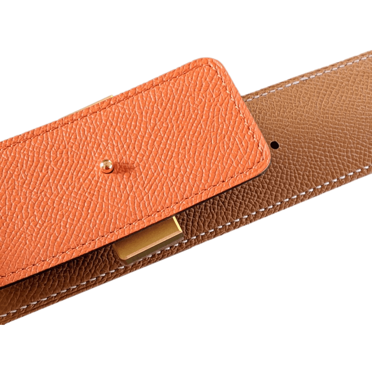 HERMES Reversible Epsom Leather Belt Strap 42 MM Orange Gold Size 100