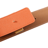 HERMES Reversible Epsom Leather Belt Strap 42 MM Orange Gold Size 100
