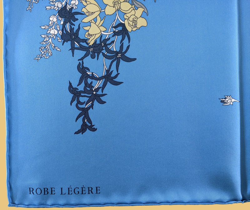 HERMES [JUTTA24] ROBE LEGERE Blue Twill Silk Carre 90 x 90 cm