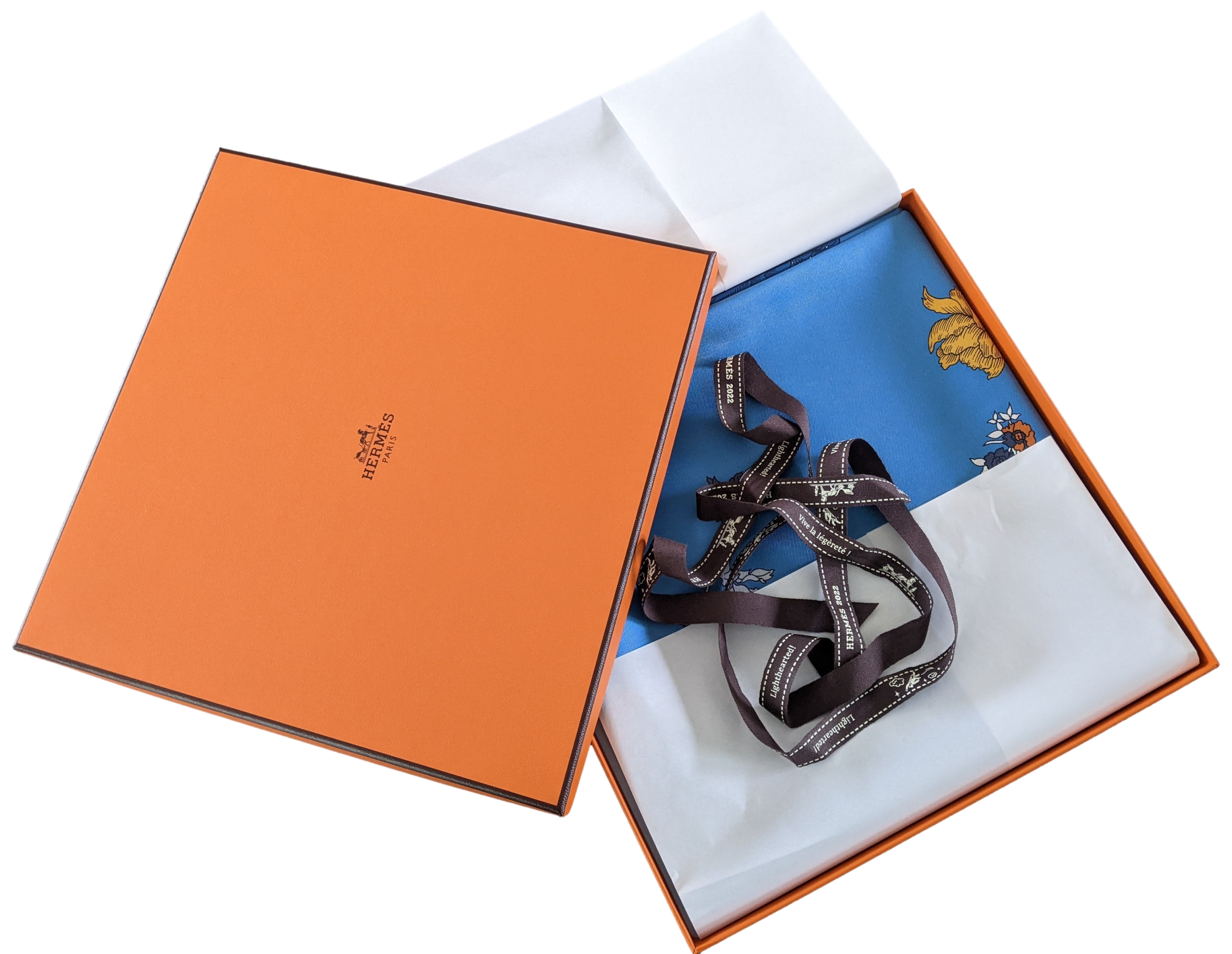 HERMES [JUTTA24] ROBE LEGERE Blue Twill Silk Carre 90 x 90 cm