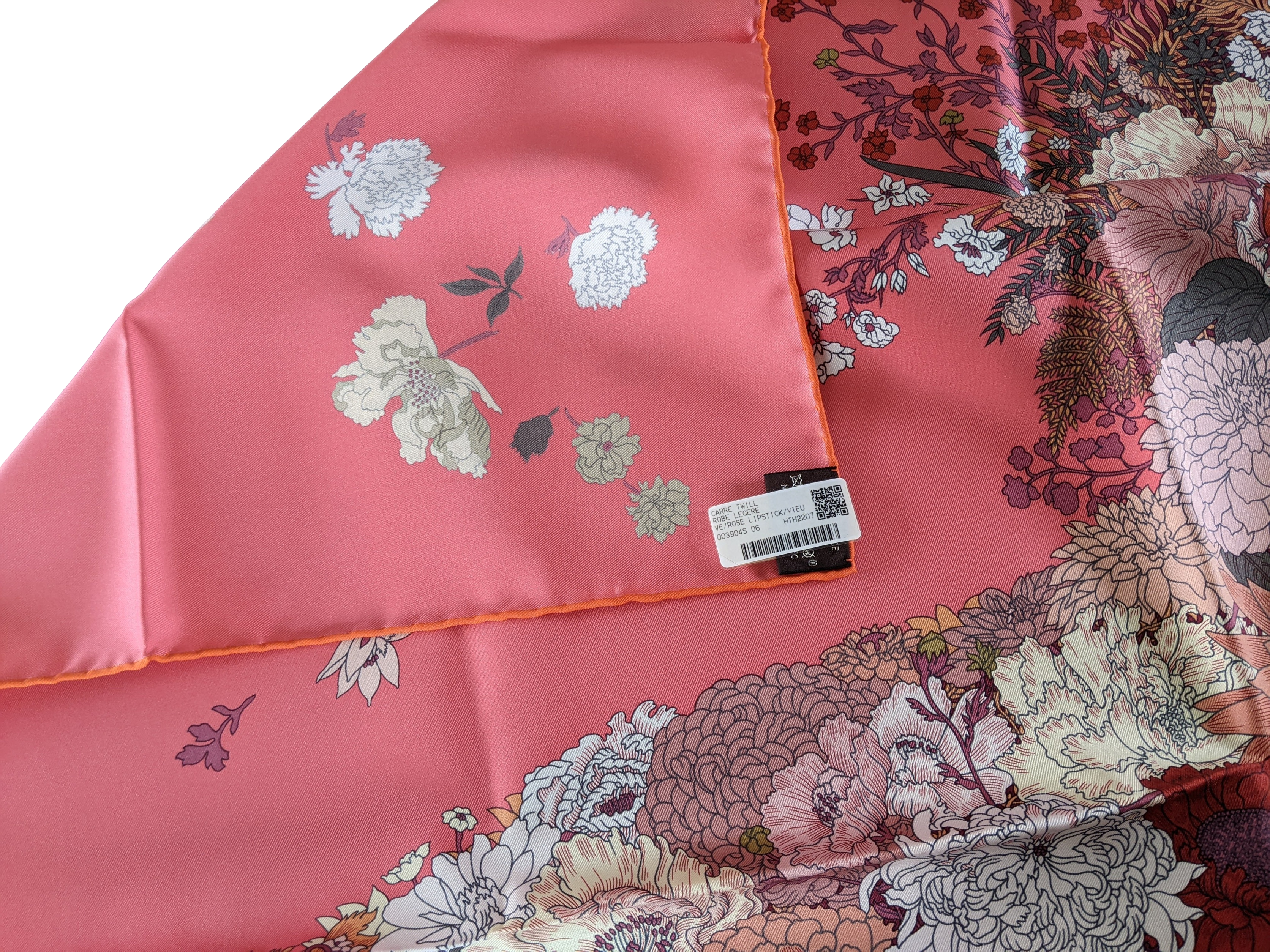 HERMES [JUTTA25] ROBE LEGERE Rose Twill Silk Carre 90 x 90 cm