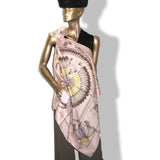 Hermes Rose Pâle BRAZIL by Laurence Bourthoumieux Twill Silk 90cm, New! - poupishop