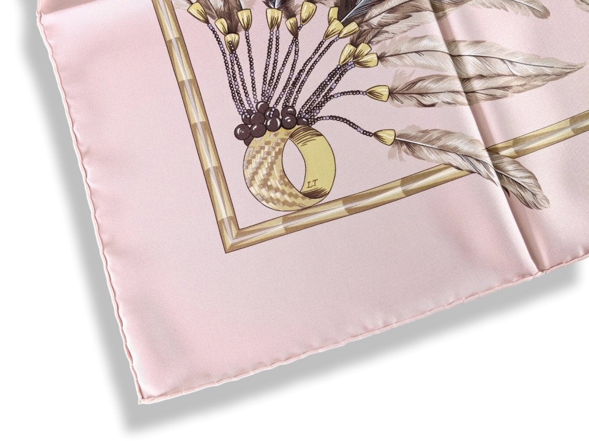 Hermes Rose Pâle BRAZIL by Laurence Bourthoumieux Twill Silk 90cm, New! - poupishop
