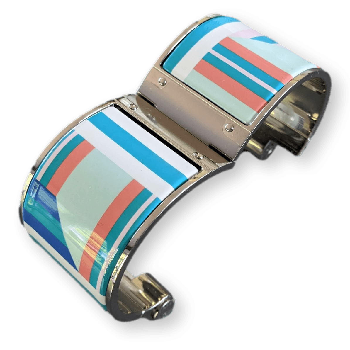 HERMES Sangles en ZigZag Plage Miami Enamel Charniere Bracelet Sz S