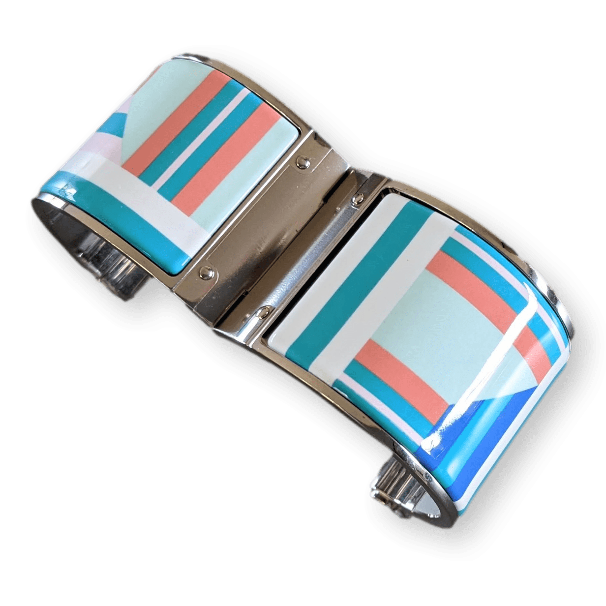 HERMES Sangles en ZigZag Plage Miami Enamel Charniere Bracelet Sz S