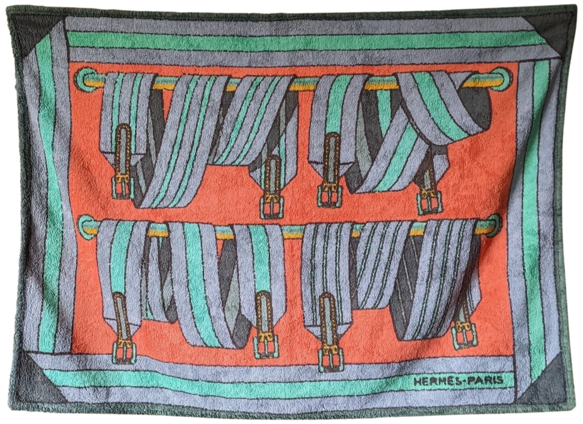 HERMES Vintage SANGLES Terry Cotton Beach Towel PM 65 x 95 cm