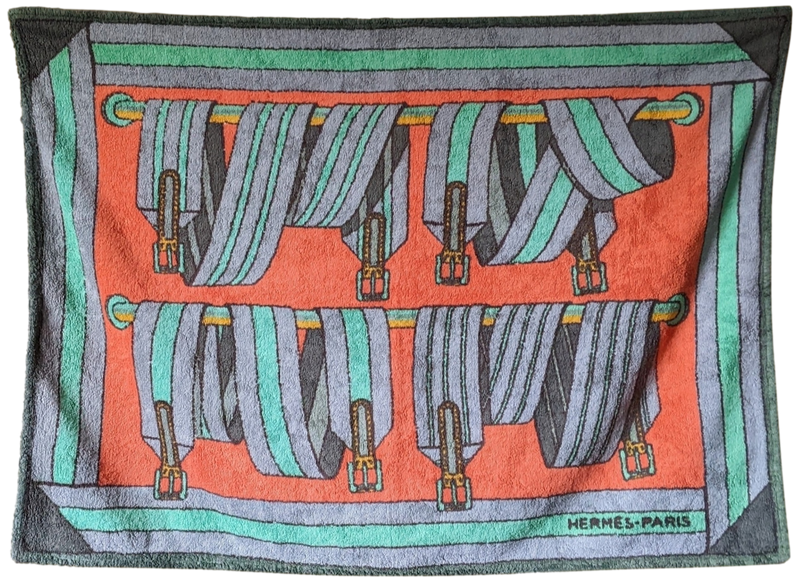 HERMES Vintage SANGLES Terry Cotton Beach Towel PM 65 x 95 cm