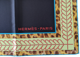 HERMES [JUTTA23] SELLE D'OFFICIER EN GRANDE TENUE Black/Green Twill Silk Carre 90 x 90 cm