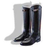Hermes [SH13] Black Calfskin Leather Women's JUMPING Equistrian Style Boots Tige Large Sz 38.5 G, BNIB - poupishop