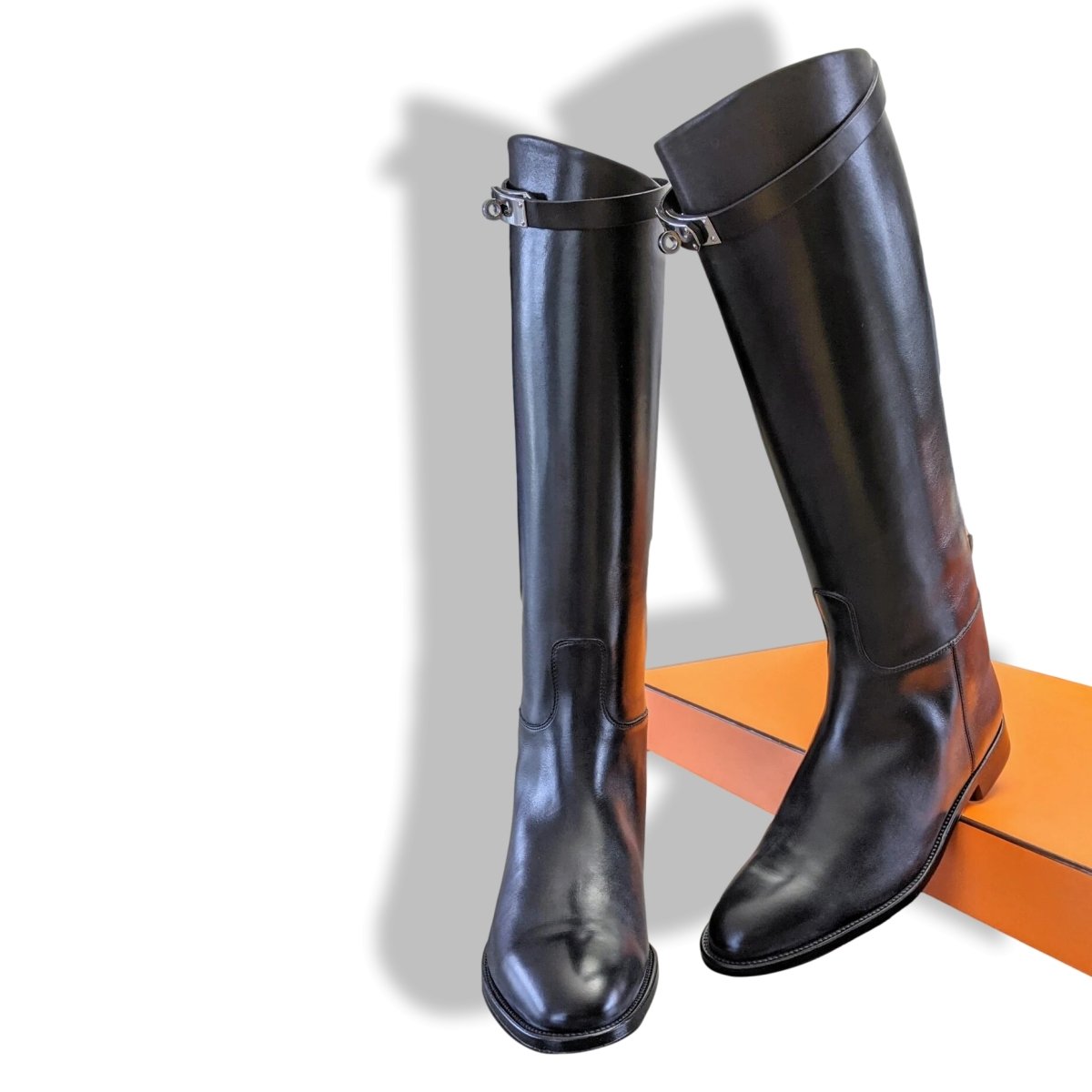 Hermes [SH15] Black Calfskin Leather Women's JUMPING Equistrian Style Boots Sz 41, BNIB - poupishop