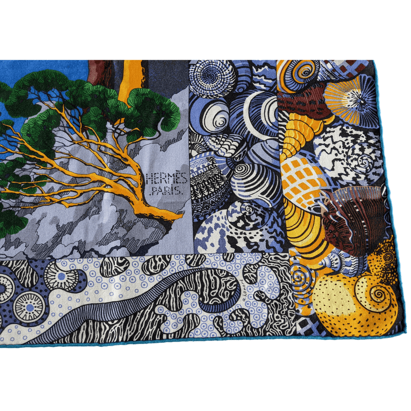 HERMES 2016 Sieste au Paradis by Aline Honore Cashmere 70% Shawl 140 x 140 cm