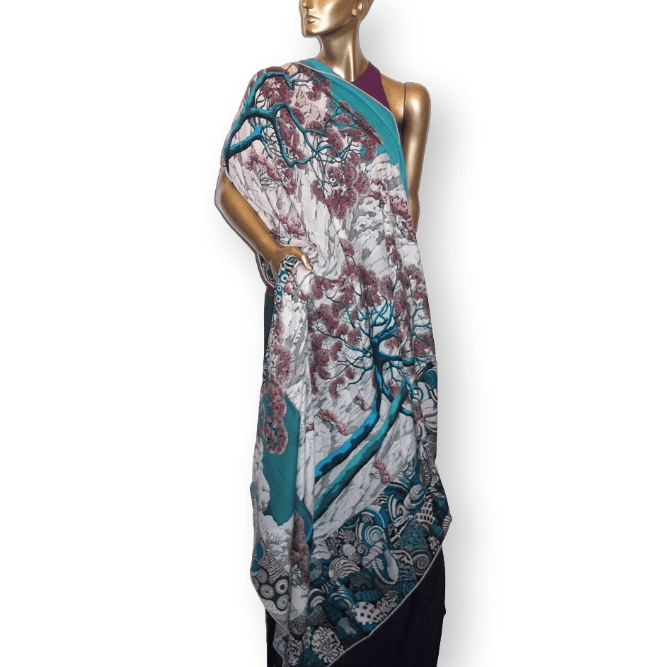 HERMES 2016 Sieste au Paradis by Aline Honore Cashmere Shawl 140 x 140 cm