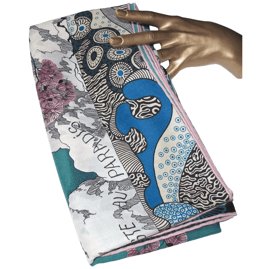 HERMES 2016 Sieste au Paradis by Aline Honore Cashmere Shawl 140 x 140 cm