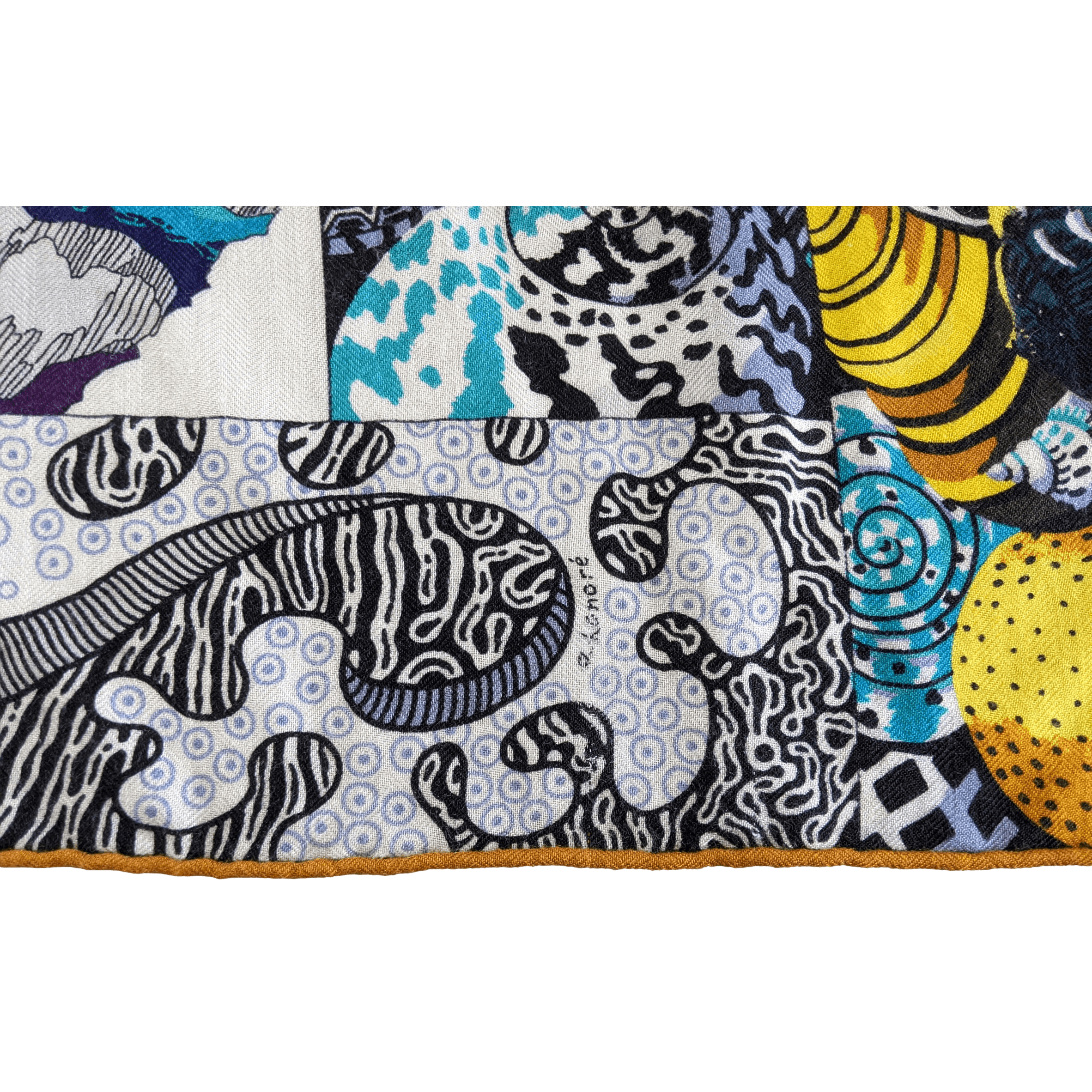 HERMES 2016 Sieste au Paradis by Aline Honore Cashmere 70% Shawl 140 x 140 cm