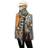 HERMES 2016 Sieste au Paradis by Aline Honore Cashmere Shawl 140 x 140 cm