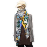 HERMES 2016 Sieste au Paradis by Aline Honore Cashmere 70% Shawl 140 x 140 cm