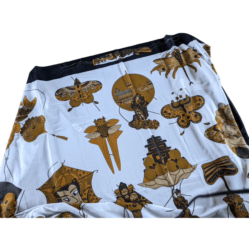 HERMES 1990s Soies Volantes Mousseline of Cotton Pareo, XXL