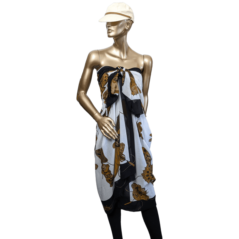 HERMES 1990s Soies Volantes Mousseline of Cotton Pareo, XXL