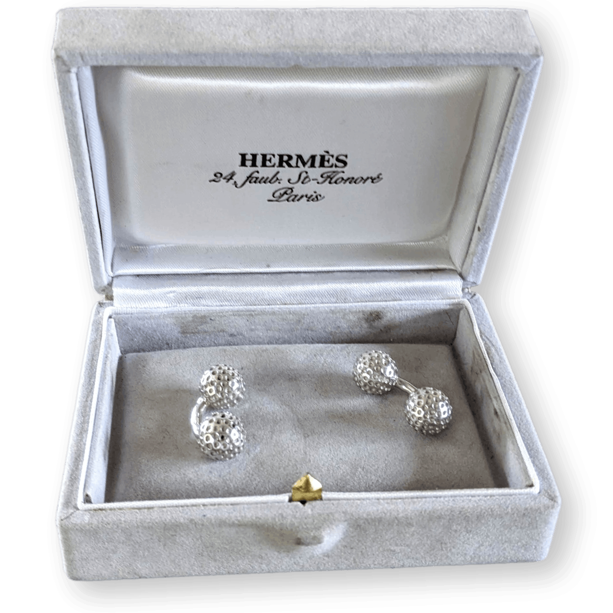 HERMES Vintage Sterling Silver Golf Ball Cufflinks AG925
