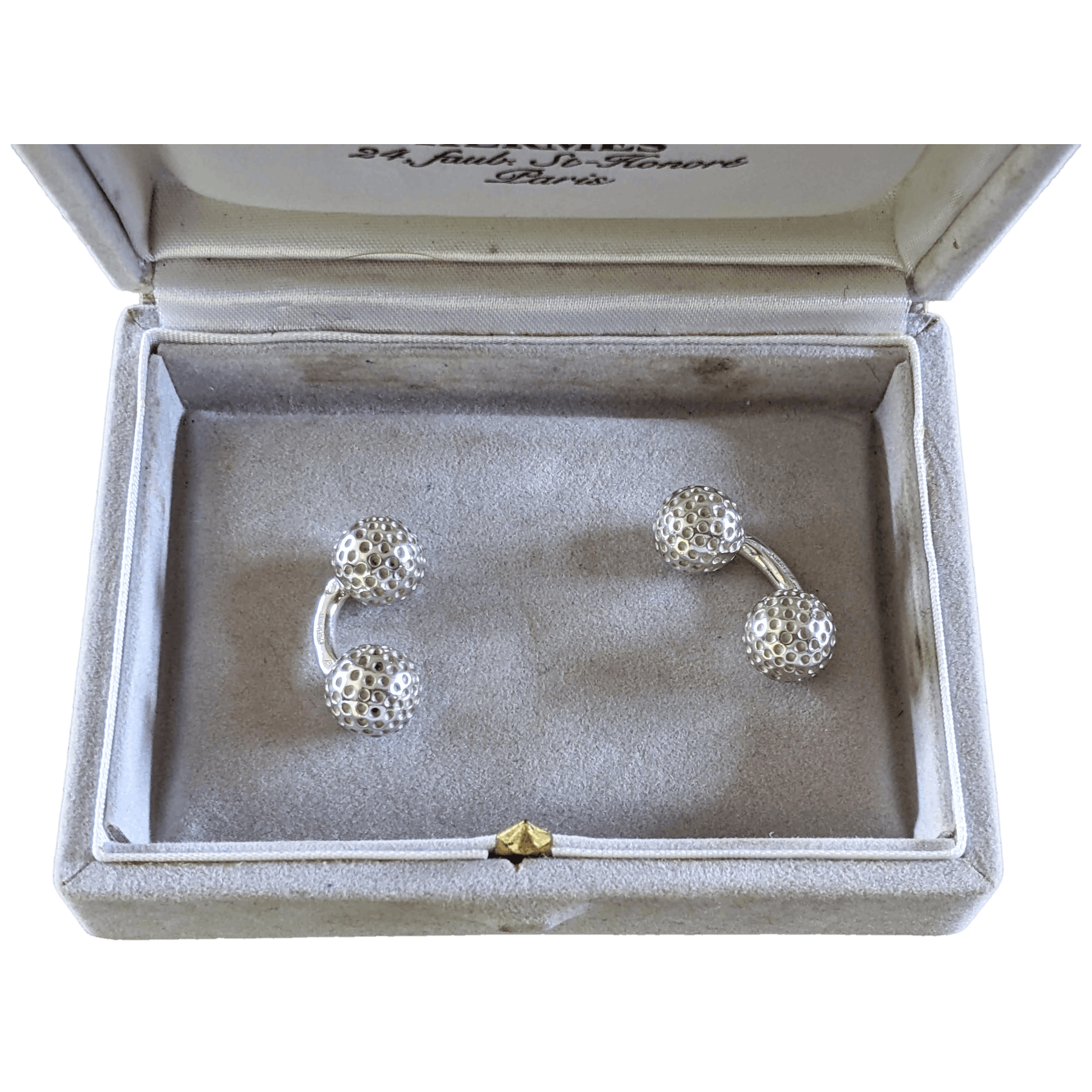 HERMES Vintage Sterling Silver Golf Ball Cufflinks AG925