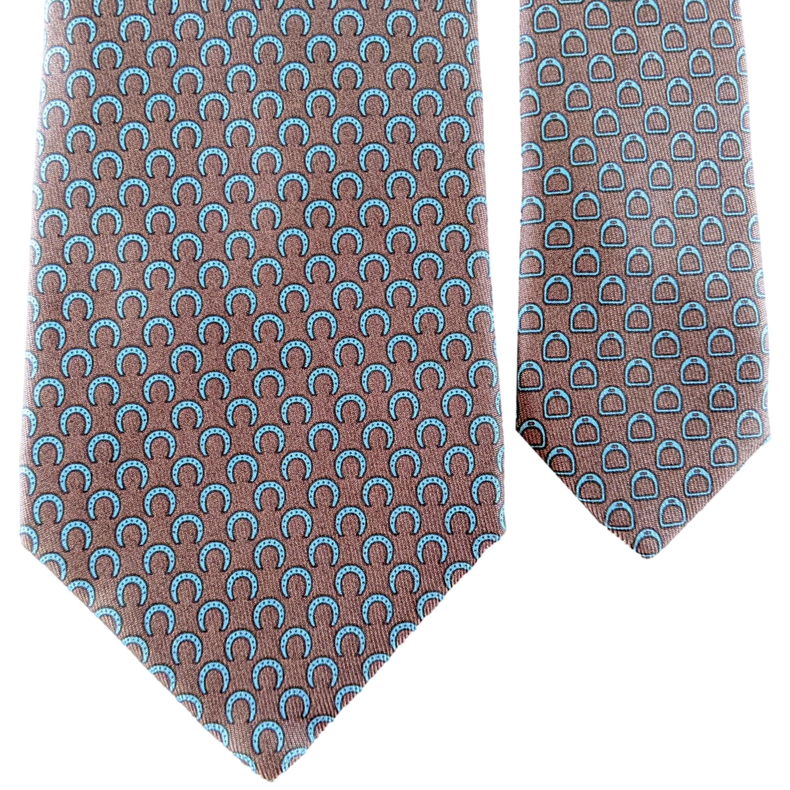 HERMES STIRRUP TWILLBI Silk Tie 9 cm