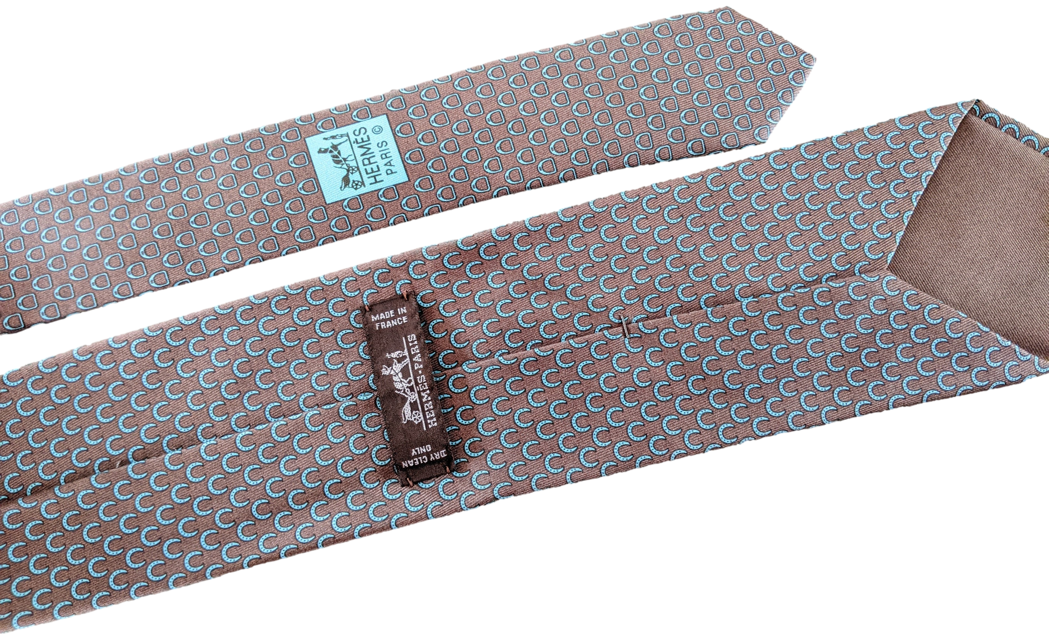 HERMES STIRRUP TWILLBI Silk Tie 9 cm