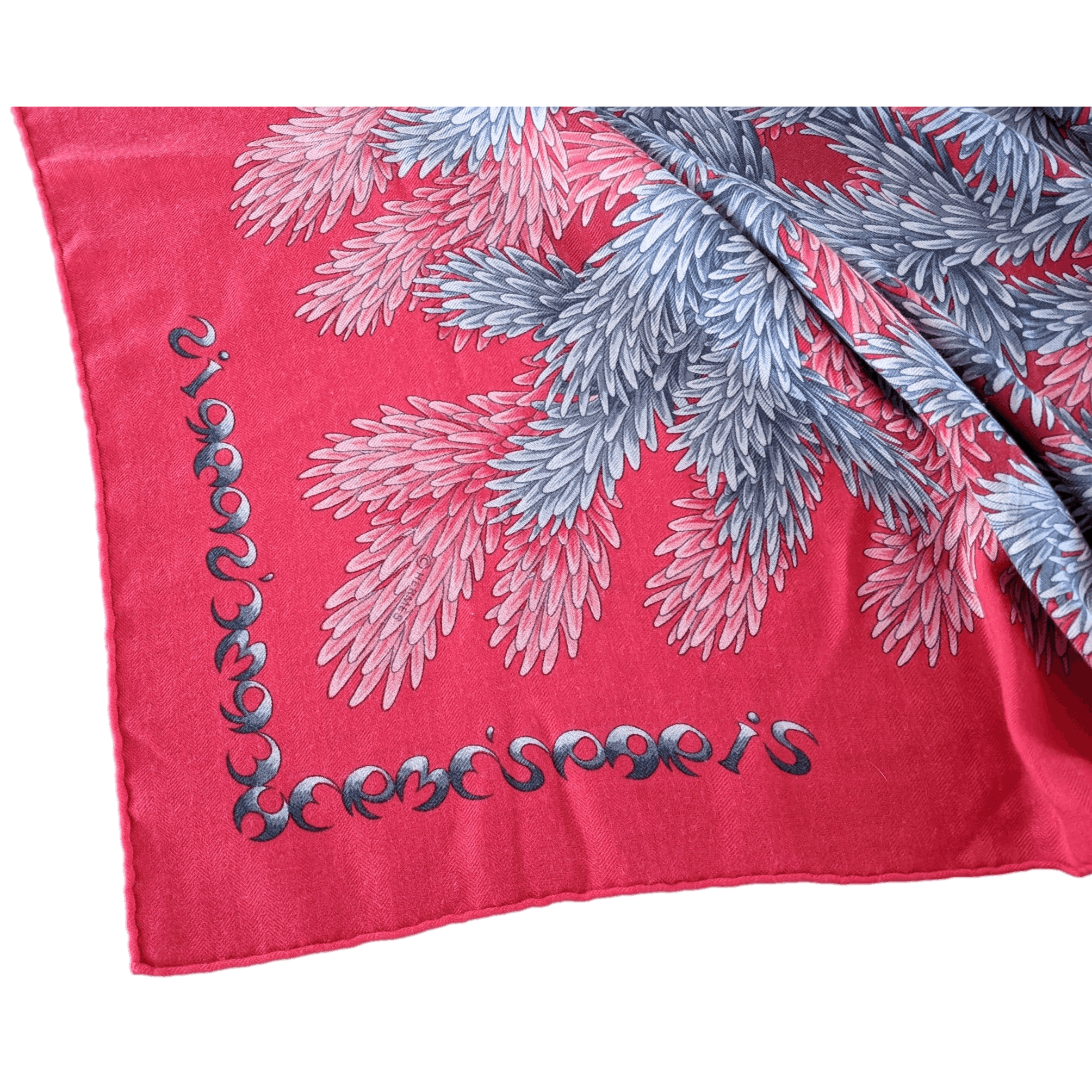 HERMES 2001 Ruby Red Tapis des Bois by Antoine de Jacquelot Cashmere Shawl 140 x 140 cm