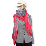 HERMES 2001 Ruby Red Tapis des Bois by Antoine de Jacquelot Cashmere Shawl 140 x 140 cm