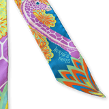 HERMES The Three Graces Twilly Silk Bleu Canard Mauve Jaune Fluo New in Box