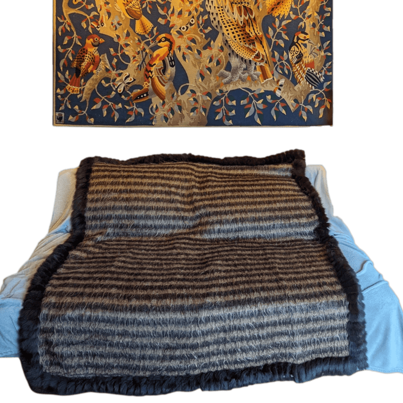 HERMES Vintage 1960-70s Angora Mohair/Mink Throw Blanket 140 x 170 cm