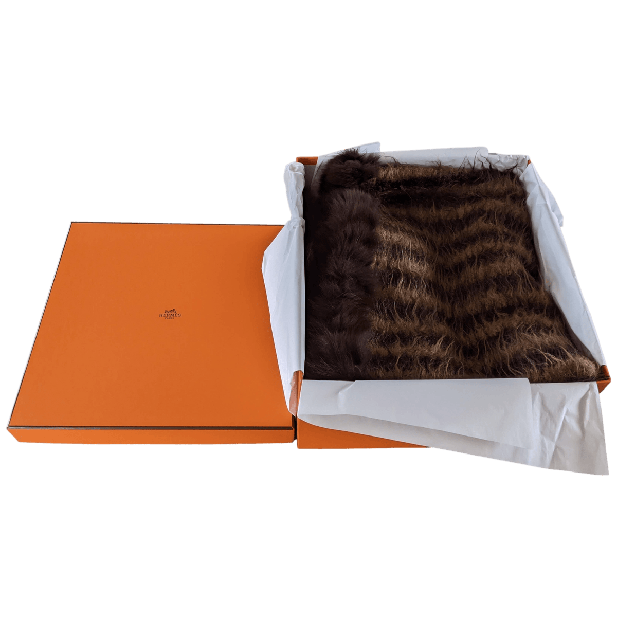 HERMES Vintage 1960-70s Angora Mohair/Mink Throw Blanket 140 x 170 cm